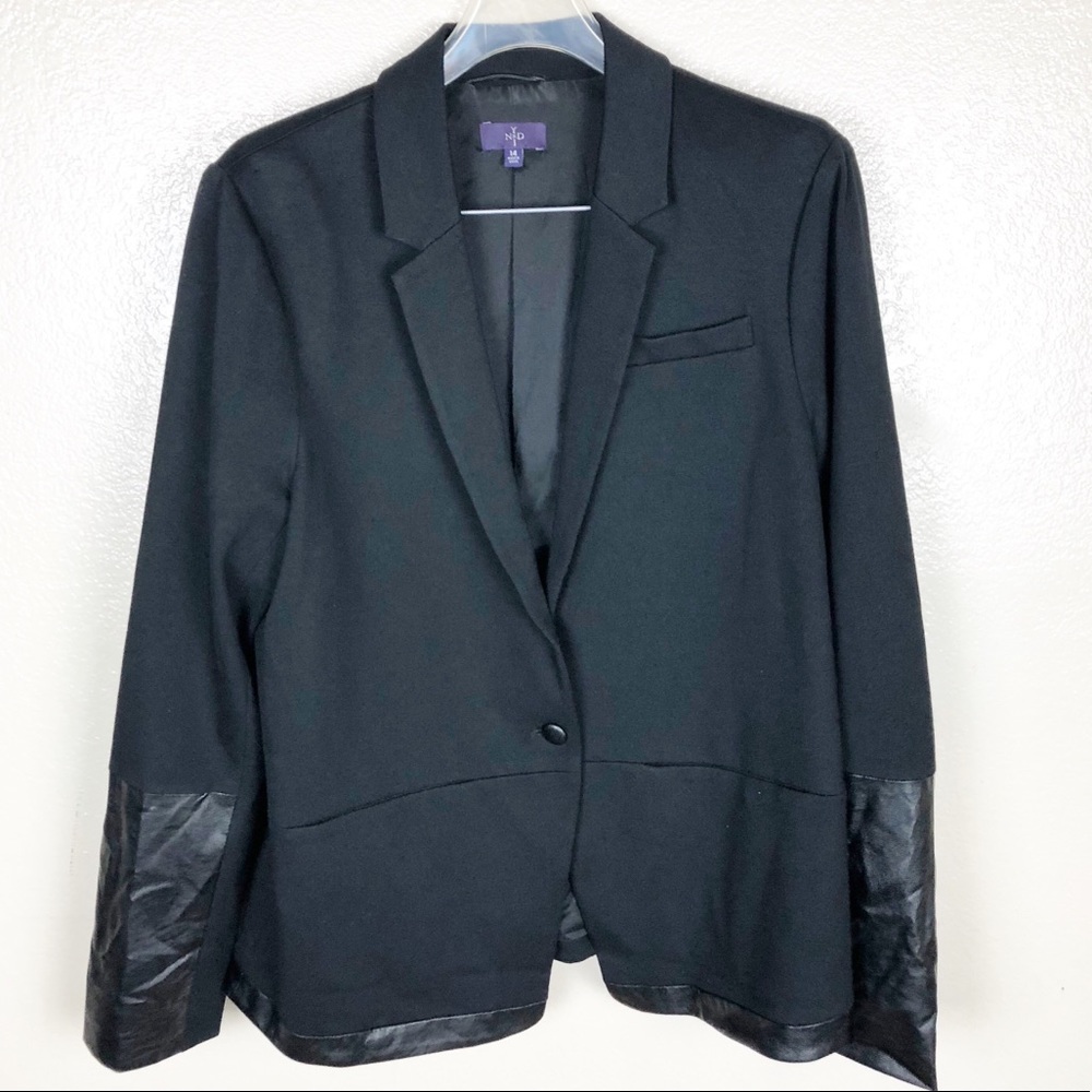 NYDJ Black and Faux Leather Blazer Sz 14